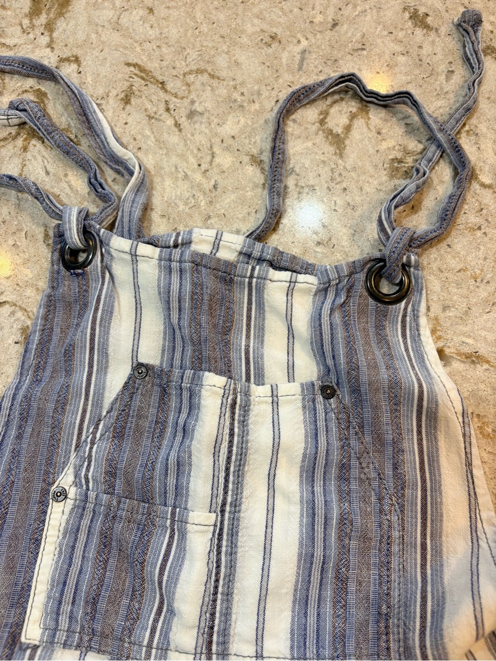 Free People Blue and White Striped Linen Romper - Picture 5 of 10